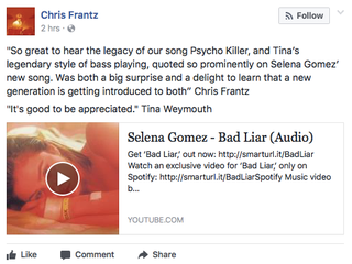 Illustration for article titled Selena Gomez's New Song 'Bad Liar' Borrows From the Talking Heads